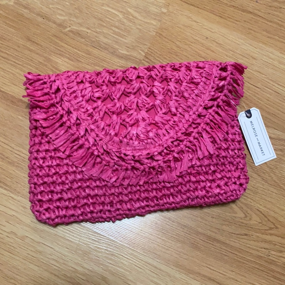 MELROSE and MARKET Pink straw clutch